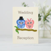 Invitation Réception de mariage couleur champagne par Owl Des (Debout devant)