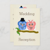 Invitation Réception de mariage couleur champagne par Owl Des (Devant / Derrière)