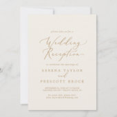 Invitation Réception de mariage crème calligraphiée en doré d (Devant)