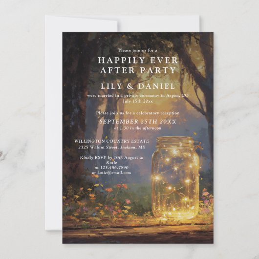 Invitation Réception de mariage dans un pot Mason de la Forêt (Devant)