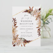 Invitation Réception de mariage d'automne floral Bourgogne Or (Debout devant)