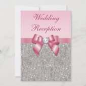 Invitation Réception De Mariage De Bow Rose De Séquins D'Arge (Devant)