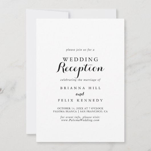 Invitation Réception de mariage de calligraphie moderne (Devant)