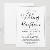 Invitation Réception de mariage de calligraphie noire délicat (Devant / Derrière)