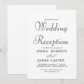 Invitation Réception de mariage de calligraphie noire délicat (Devant / Derrière)