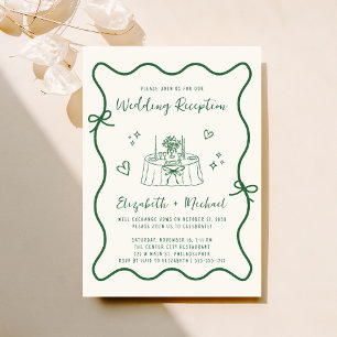Invitation Réception De Mariage De Crème Verte Tirée À La Mai