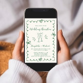 Invitation Réception De Mariage De Crème Verte Tirée À La Mai