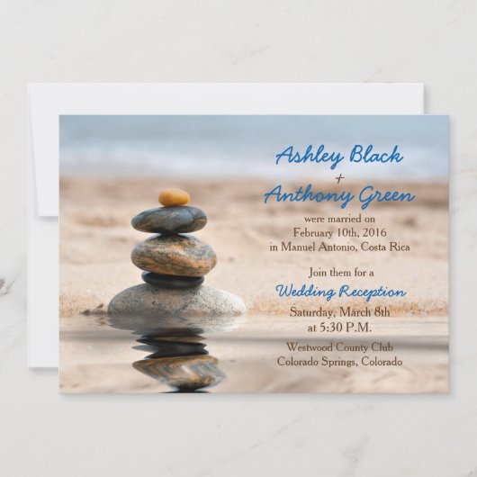Invitation Réception de mariage de destination à la plage océ (Devant)