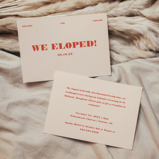 Invitation Réception de mariage de fugue moderne rétro