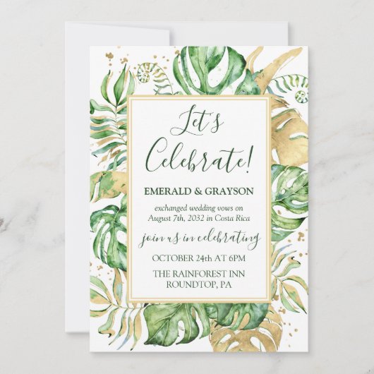 Invitation Réception de mariage de fugue tropicale (Devant)