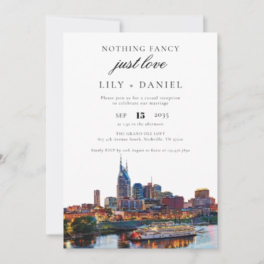 Invitation Réception de mariage de fuite à Nashville (Devant)