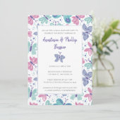 Invitation Réception de mariage de fuite papillons (Debout devant)