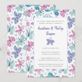 Invitation Réception de mariage de fuite papillons (Devant / Derrière)