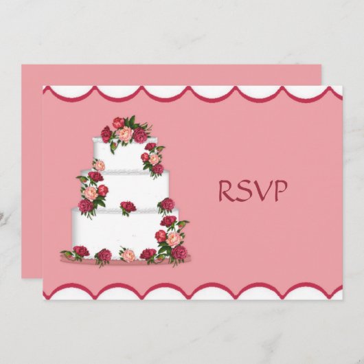 Invitation Réception de mariage de gâteau mariage RSVP (Devant / Derrière)