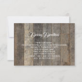Invitation réception de mariage de grange à grain de bois de  (Dos)