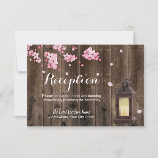 Invitation Réception de mariage de grange florale rose lanter (Devant)