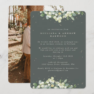 Invitation Réception de mariage de la canneberge verte+Eucaly