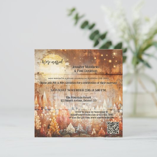 Invitation Réception de mariage de la forêt automnale industr (Debout devant)