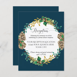 Invitation Réception de mariage de la Marine Gold Christmas P