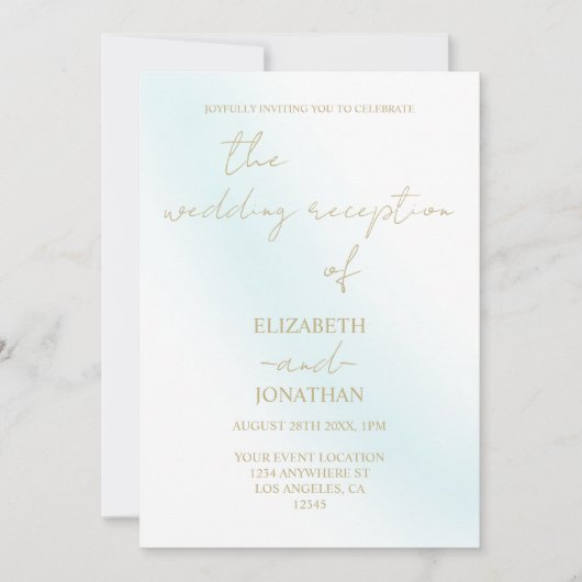 Invitation Réception de mariage de la vague d'aquarelle bleue (Devant)