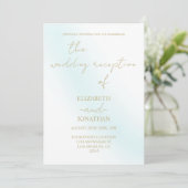 Invitation Réception de mariage de la vague d'aquarelle bleue (Debout devant)