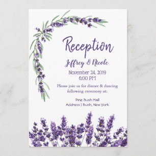Invitation Réception de mariage de Lavande Violette Lilac Fle