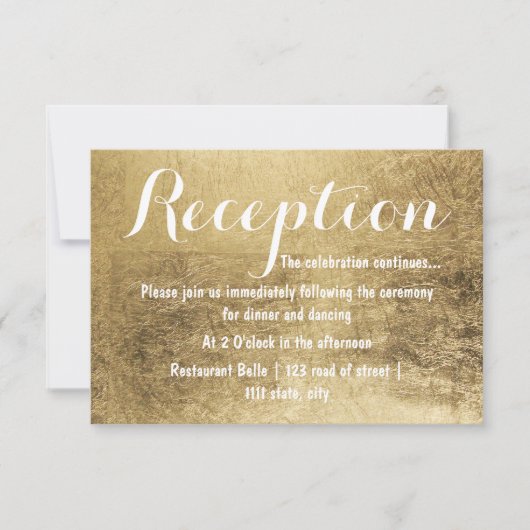 Invitation Réception de mariage de luxe en faux or (Devant)