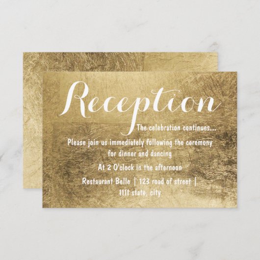 Invitation Réception de mariage de luxe en faux or (Devant / Derrière)