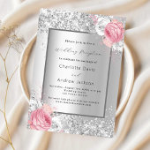 Invitation Réception de mariage de luxe rose argenté