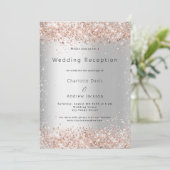 Invitation Réception de mariage de luxe rose en argent (Debout devant)