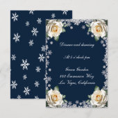Invitation Réception de mariage de Noël à flocons de neige Ro (Devant / Derrière)