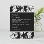 Invitation Réception de mariage de palme tropicale noire et b (Debout devant)