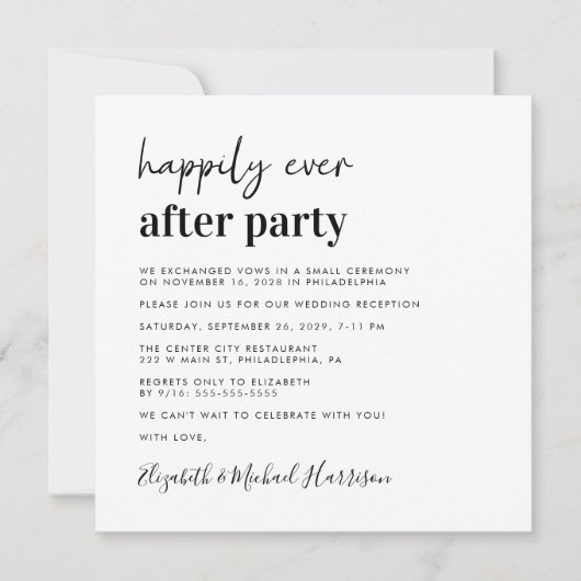 Invitation Réception De Mariage De Photo Chic (Devant)