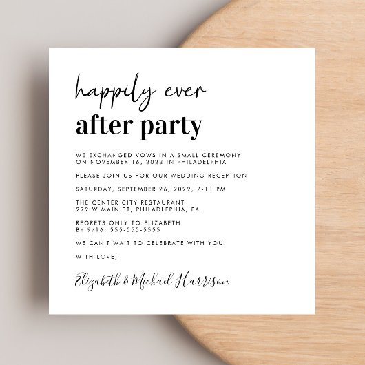 Invitation Réception De Mariage De Photo Chic