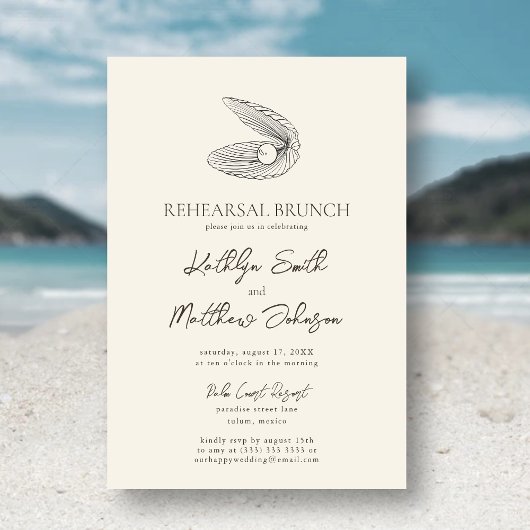 Invitation Réception de Mariage de plage moderne Shell Ocean