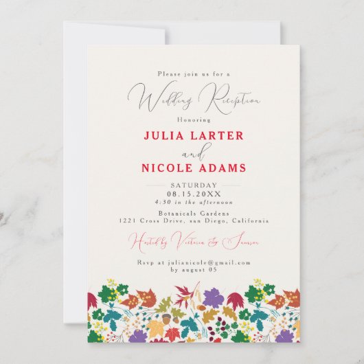 Invitation Réception de mariage de prés mauve de moutarde de (Devant)