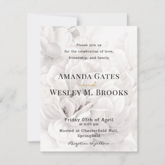 Invitation Réception de mariage de verdure florale élégante (Devant)