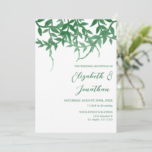 Invitation Réception de mariage des Feuilles botaniques rusti (Debout devant)