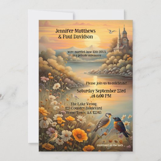 Invitation Réception de mariage des Inséparables du lac encha (Devant)