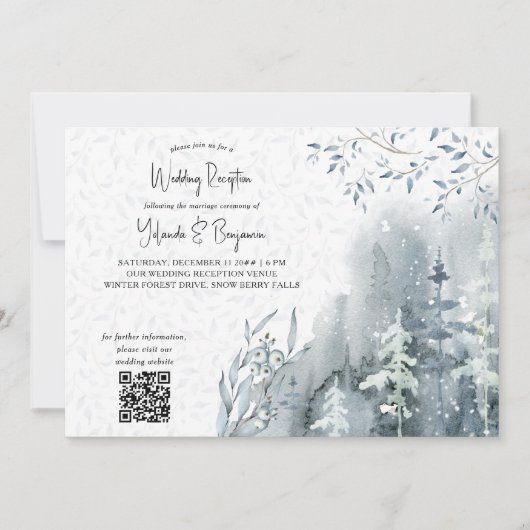 Invitation Réception de mariage d'hiver de Snow Forest unique (Devant)