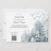 Invitation Réception de mariage d'hiver en forêt enneigée uni (Devant)