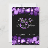Invitation Réception de mariage d'hiver Lumières violettes (Dos)
