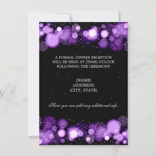 Invitation Réception de mariage d'hiver Lumières violettes (Devant)