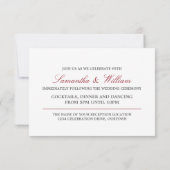 Invitation Réception de mariage d'hiver Ruban Rouge (Dos)