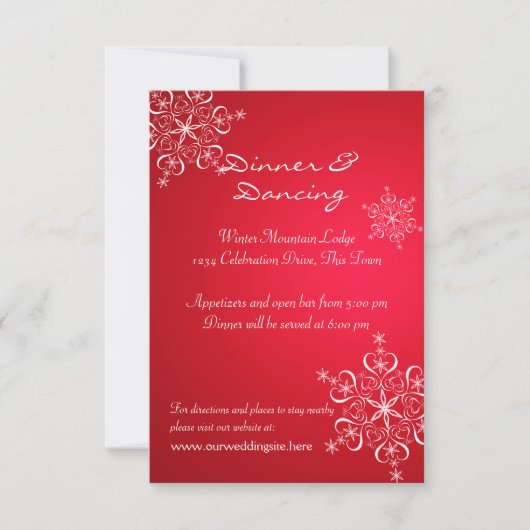 Invitation Réception de mariage d'hiver Snowflake Red 2 (Devant)