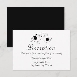 Invitation Réception de mariage d'inséparables Noir Blanc Ois
