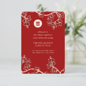 Invitation Réception de mariage double Xi de Red Peach Blosso (Debout devant)