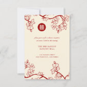 Invitation Réception de mariage double Xi de Red Peach Blosso (Devant)