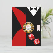 Invitation Réception de mariage du Nouvel An à Vegas Rouge No (Debout devant)