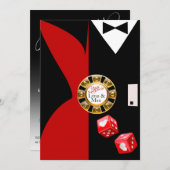 Invitation Réception de mariage du Nouvel An à Vegas Rouge No (Devant / Derrière)